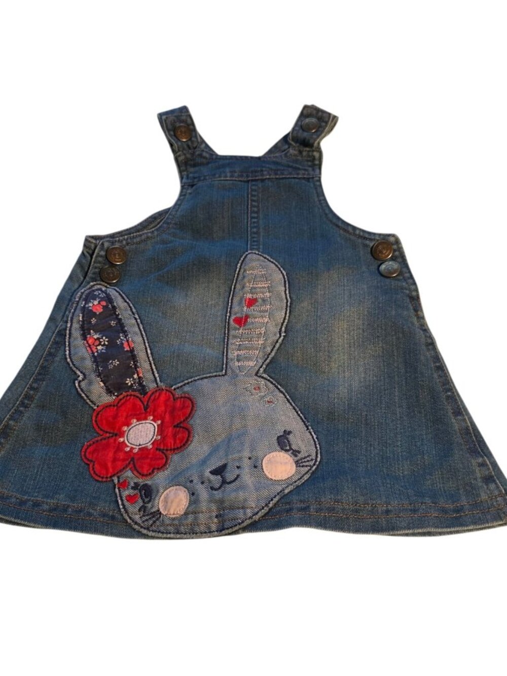 Love Denim Infant Baby Girl Denim Bunny Rabbit Dress Size 9-12 Months